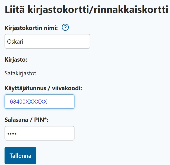 Liitä kirjastokortti