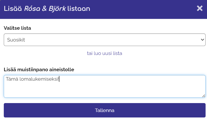 Suosikkilistan teko 2